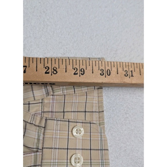 Alex Cannon Mens Button-Down Shirt Long Sleeve Beige, Blue RustPlaid 100% Cotton - Picture 7 of 7
